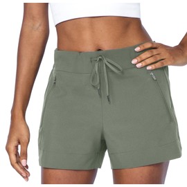 90 Degree By Reflex Stretch Woven Lightweight Walking Shorts with Side Pockets - Shadow Zipper Pocket - Large