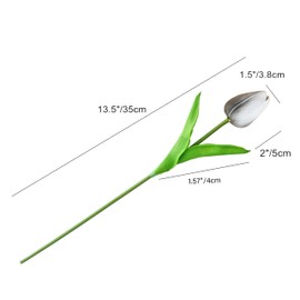 Mandy's 20pcs Silver Grey Artificial Tulip Silk Fake Flowers 13.5" for New Year Spring Mother's Day Easter Gifts in Bulk Home Kitchen Wedding Decorations