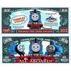 Anime Source Thomas and Friends Train Locomotive Kids Television Series Thomas The Tank Engine Railway Commemorative Novelty Million Bill with Semi-Rigid Protector