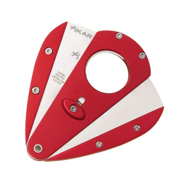 Xikar Xi1 Cigar Cutter, 440C Stainless Steel Blades with Rockwell HRC 57 Rating, 54 to 60 Ring Gauge, Double Guillotine Action, Red