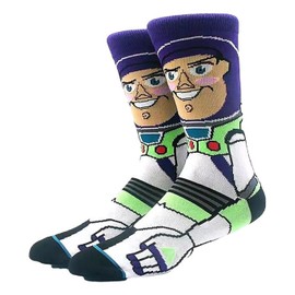 TCB Creations Buzz Cartoon Lightyear Character 360 Crew Socks - Unisex-Adults, Multicoloured, Size 10-13, 1 Count