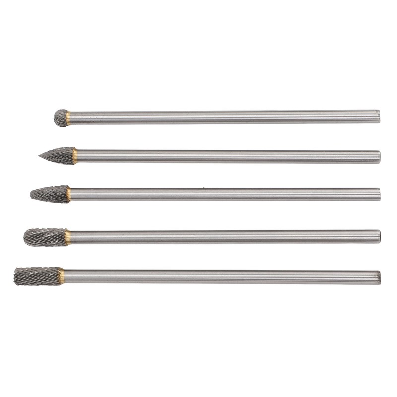 5pcs Rotary Tool Carbide Burr Set 150mm Double Grain Long