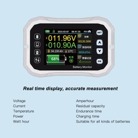Smart Battery Monitor with Shunt RV Voltmeter Tester High Low Voltage Programmable Alarm 400A 0V‑120V