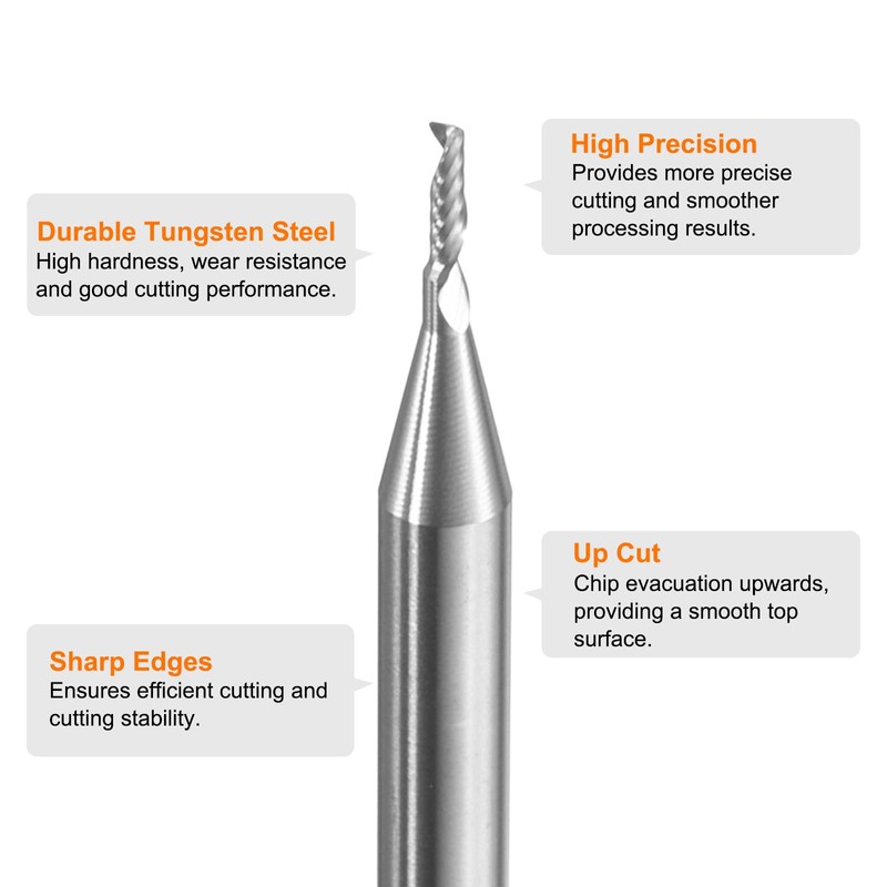 sourcing map Spiral Router Bit 1mm Cut Dia 1/8" Shank