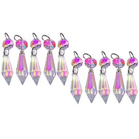 Pick from 7 Sets - 10 Aurora Borealis AB Iridescent Prisms Chandelier Drops Droplets Cut Glass Crystals Beads by Seear Lights (37mm Torpedo)