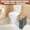 Toilet Paper Holder with Wheel Bamboo Toilet Paper Storage with