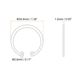 sourcing map 50Pcs 32mm Internal Retaining Ring Circlip, 304 Stainless Steel Internal Circlip Snap Rings C-Clips for Grooved Shafts Studs, Silver Tone