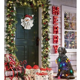 Souarts 9 FT Christmas Garland with Lights, Outdoor Lighted Christmas Garland, Christmas Lighted Garland with Pine Cones Berries LED Light Decor, Wreath Garland for Indoor Outdoor Christmas Decor