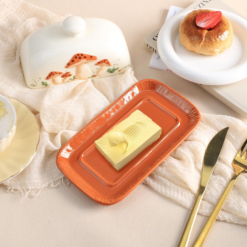 Bicuzat Ceramic Butter Dish with Lid Butter Keeper Butter Plate