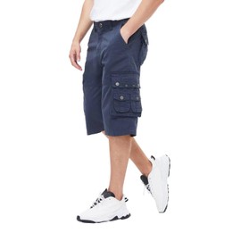 BEST SOUTH Men's Capri Long Twill Cargo Shorts Below Knee 13 Inches Cotton Relaxed Fit Casual Multi-Pocket Blue 40