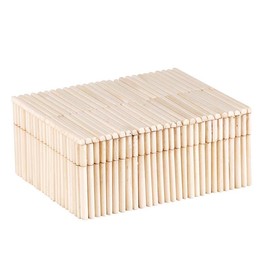 47th & Main Inlaid Bone Decorative Keepsake Box Home Décor for Table, 5" L x 2" W x 4" H, White Stripe