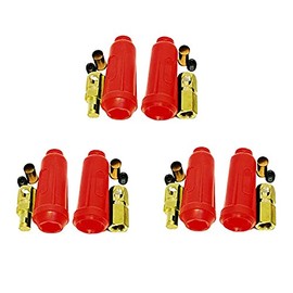 WeldingCity 3-pk Dinse-Type Twist-Lock Insulated Connector Pair (Male/Female Red Cover) for Welding Cable AWG #6-#3 (16-25mm) | Pack of 3 Pairs