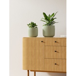 LE TAUCI Ceramic Planters, 8.3+6.9+5.7 Inch Plant Pots for Indoor Plants, Set of 3 Flower Pot with Drainage Holes, Large Round Planters Pot for Indoor House Plants, Reactive Glaze Summer Green