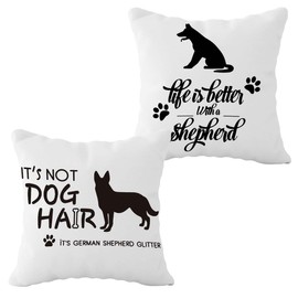 It's Not Dog Hair It's German Shepherd Glitter Decorative Throw Pillow Case Cover 18"x18"Set of 2,Funny German Shepherd Decorations For Home Bedroom Girl Room Office,German Shepherd Owners Gifts