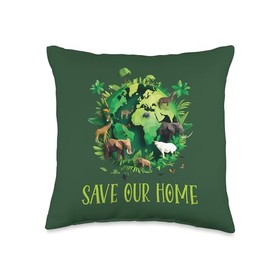 Earth Day Save Our Home Animals Wildlife Earth Day Throw Pillow