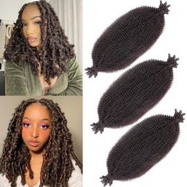 Xtrend 3 Packs 16 Inch Brown Soft Springy Afro Twist Hair Pre-Separated Spring Twist Hair for Faux Locs Natural Marley Twist Crochet Braiding Hair Synthetic Hair Extensions 8 Strands/Pack 30#