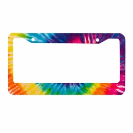 Nicokee Decorative License Plate Frame Abstract Swirl Tie Dye Tribal Art Design Car Tag Frame Aluminum Auto License Plate Holder for Men Women