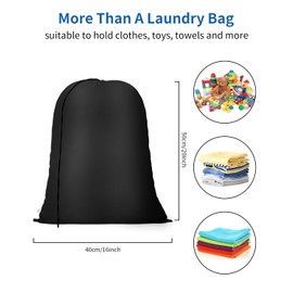 OTraki 2 Pack Travel Laundry Bag, 16" x 20" Dirty Clothes Bag with Drawstring Laundry Bag Dirty Clothes Organizer for Traveling, Washable Travel Clothes Organizer Bag for Camp Home College Dorm, Black