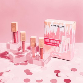 Maybelline New York Get Glossy - Lifter Gloss S(Quad) Giftset - Maybelline Lifter Gloss in Ice, Moon, Silk and Petal