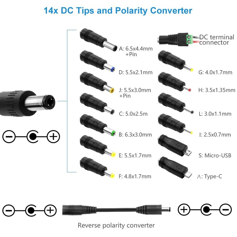 SHNITPWR Universal Power Supply Adjustable DC 24V 12V 9V 14V