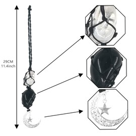 Crystals Obsidian Crystal Stone Cute Boho Car Mirror Hanging Accessories for Women and Men,Car Charm for Rear View Mirror Ornaments Decor with Moon and Star