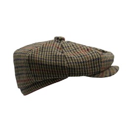 WALKER AND HAWKES - Men's Brown Grey Classic Baker Boy Style 8-Panel Tommy Baker Cap - Brown Check - 2XL (61cm)