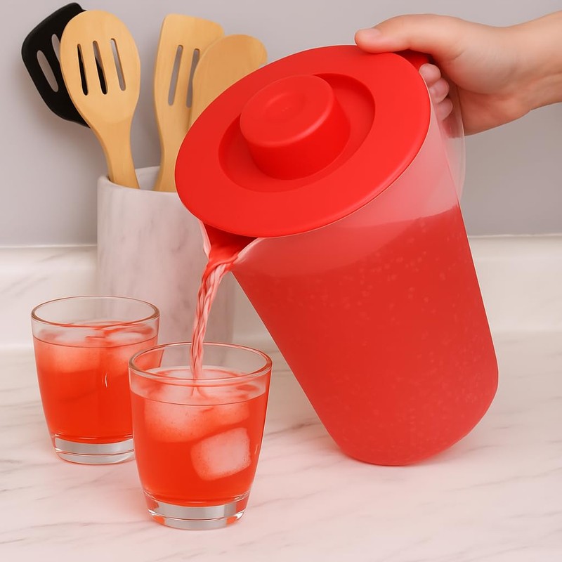 Water Pitcher with Lid 1 Gallon Pitcher, Freezer/Dishwasher Safe, BPA