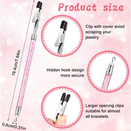HJZHII 2 in 1 Bracelet Helper Tool to Put On Yourself, Bracelet Assistance Tool, Stainless Wearing Assistance Tool with Hook Quick Release Fastening Jewelry Clasp Helpers for Bracelet Necklace(Pink)