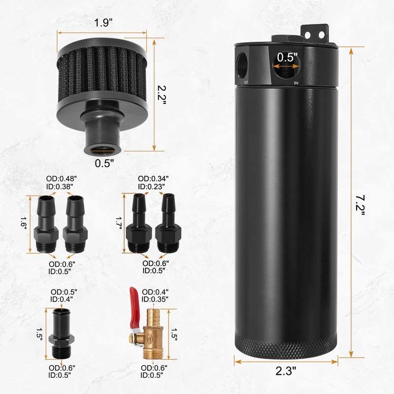 Universal 750m Billet Aluminum 2 Port Baffled Oil Catch Can