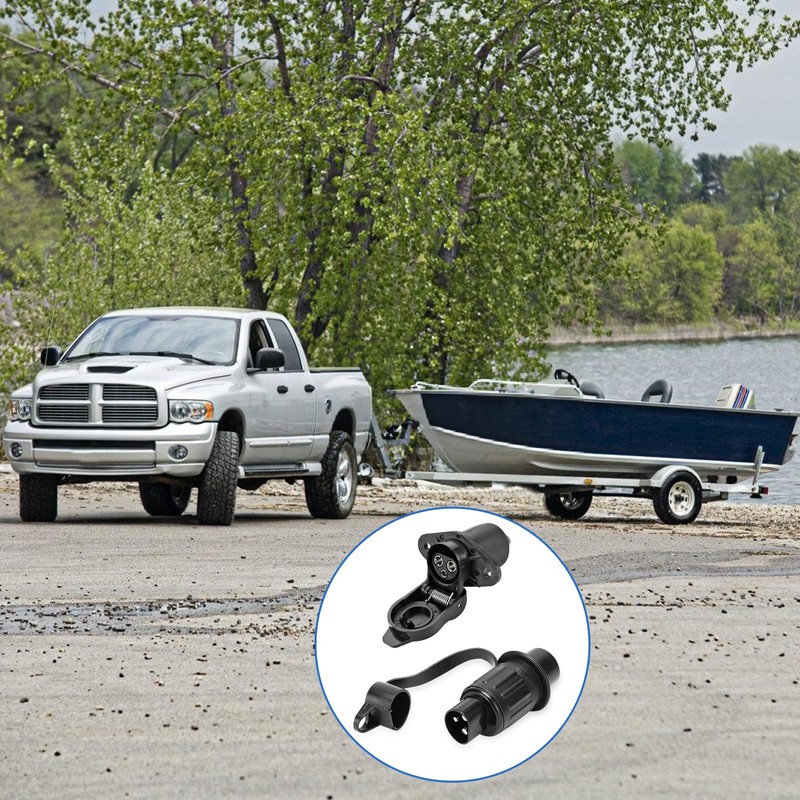 Pack of 3 Trailer Plug 3-Pin Socket 12 V Socket