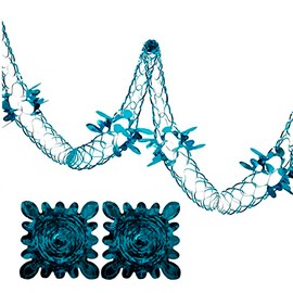 Simply Products 2 Pk Foil Garland Flower - Christmas Hanging Decoration Wall Ceiling Xmas Deco (Turquoise)