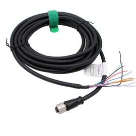 HangTon Power IO Cable M12 A-Coded 12 Pin to Open Wire for Keyence IV3, Cognex in-Sight, Omron Microscan V430 7000 Sensor Camera Reader 8m