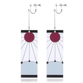 KitsKap Tanjiro Earrings Hanafuda Tanjiro Cosplay Earrings Anime Jewelry Accessories (Clip On)