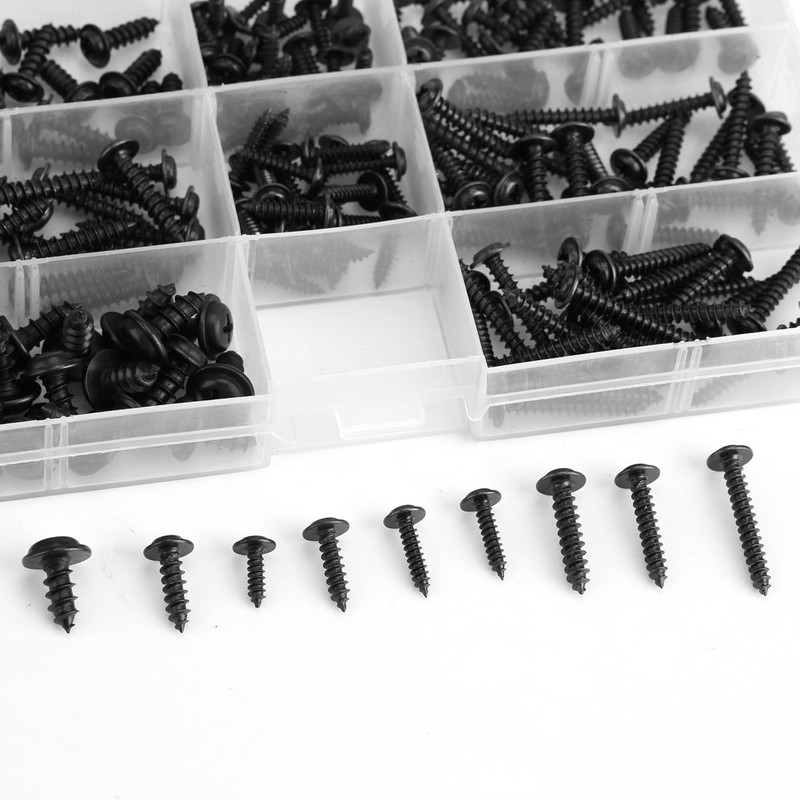 200Pcs Self-Tapping Screw Assortment Stainless Steel Truss Self-Drilling Screw Kit