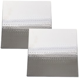 3SCompany Hammered Stainless Steel Trivet Set (2 Pack) - Polished Shiny Finish - Sturdy, Dishwasher Safe - 8" Square, Ball Feet, Rolled Edges - Ideal for Pots, Pans, Utensils & House Plant Coasters