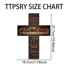 TTPSRY Crucifix Wall Cross Plaque Wall Hanging Last Supper Digital Oil Painting Fine Decor Christian Easter Decoration for Home Living Room Church（Type A）