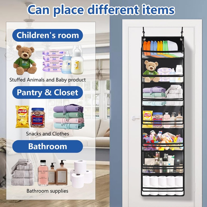 7-Layer Large Capacity Hat Organizer, Hat Rack for Door with