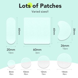 LitBear LitBear Large Pimple Patches (7 Sizes 306 Patches), Big Acne Patches, XL Hydrocolloid Bandages for Full Face, Forehead, Chin, Nose, Body, Back, Neck & Chest, Oval, Moon, Square hydrocolloid Patch
