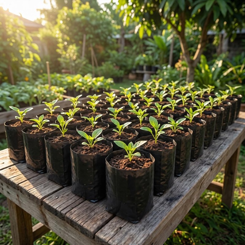 1 3/8 Gallon 50 Pcs Tall Plant Nursery Bags 5.5"
