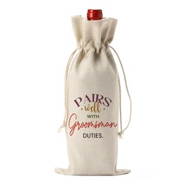 FBCCZEY Groomsmen Proposal Gift Wine Bag Best Man Proposal Gifts Wedding Engagement Gifts for Groomsmen Pairs Well with Groomsman Duties Wine Bottle Bags