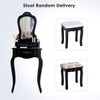 LDAILY Vanity Table Set with Cushioned Stool, Makeup Table with