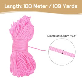 Rebower Macrame Cord 2.5mm x 100M, Polyester Macrame Rope Twisted Macrame Yarn [for Plant Hangers Wall Hanging Crafts Knitting] - Pink