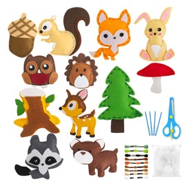 BaiDekun Children's Sewing Kit, Animal Shapes, Felt Sewing Children from 6 Years, DIY Animals Sewing Kit for Making Cuddly Animal Figures