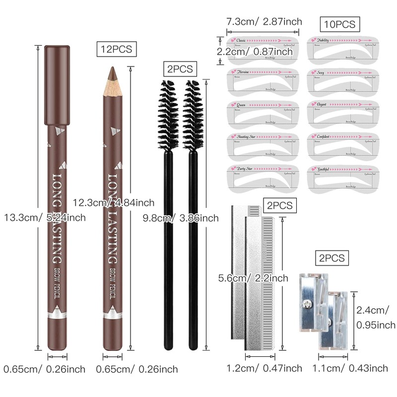 LOKFAR 12 PCS Eye-Brow Pencil Set, Waterproof Eyebrow Pencil Microblading