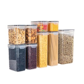 ECO-TOGO Large Tall Airtight Food Storage Containers, Plastic Airtight Kitchen & Pantry Organization, Ideal for Flour & Sugar Plastic Canisters (plastic-9pcs)