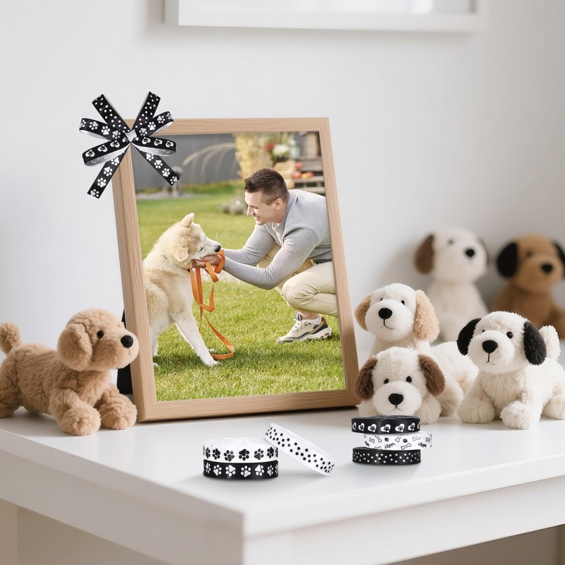 Pineraap 6 Rolls 30 Yards Paw Print Grosgrain Ribbon 3/8"