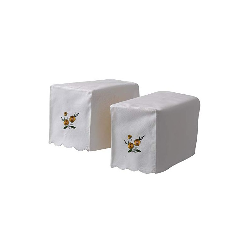 Classic Home Store Traditional Embroidered Flower Square Arm Caps Cotton