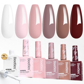Nude Brown Gel Nail Polish Set – 6 Colors HEMA Free Neutral Gel Polish Kit, Same Color Bottle Gel Soak Off UV LED Nail Gel for Fall Nude Manicure at Home or Salon