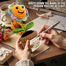 Inspirational Gifts for Men and Women - Hand Made Sunflower Crochet on The Front - Christmas, Birthday and Thank-You Gifts for Colleagues, Sisters, Friends, Teachers and Family (Sunflower-1)