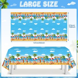 3 Pack Summer Beach Plastic Tablecloth Party Decorations, Disposable Aloha Luau Hawaiian Tablecloth, Flamingo Surfboard Table Cover for Summer Beach Pool Hawaiian Theme Party Decorations, 54 x 108Inch